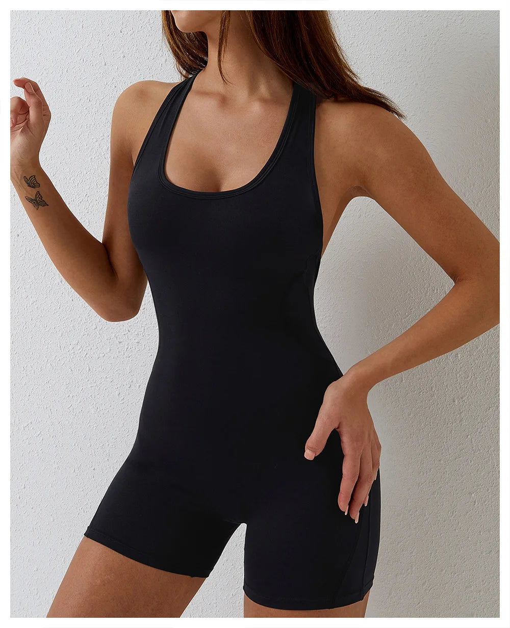 Form-fitting workout jumpsuit for women
