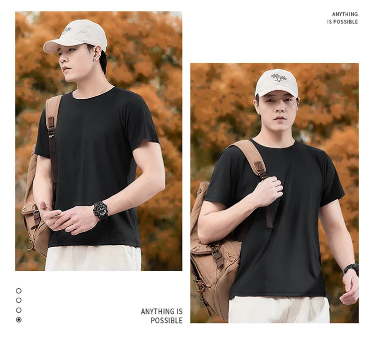 Men’s quick-dry sport t-shirt – summer short-sleeve shirt in black or green, oversized up to 7XL, ideal for fitness and leisure