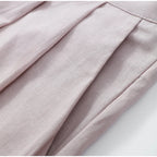Elegante women's set – wide-leg pants made from linen-cotton blend and simple long-sleeve top