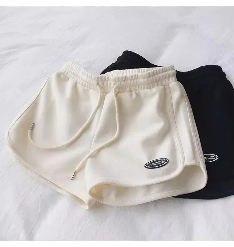 Women’s summer shorts with drawstring – lightweight high-waist sports shorts with A-line cut, loose and comfortable for yoga, running, and leisure