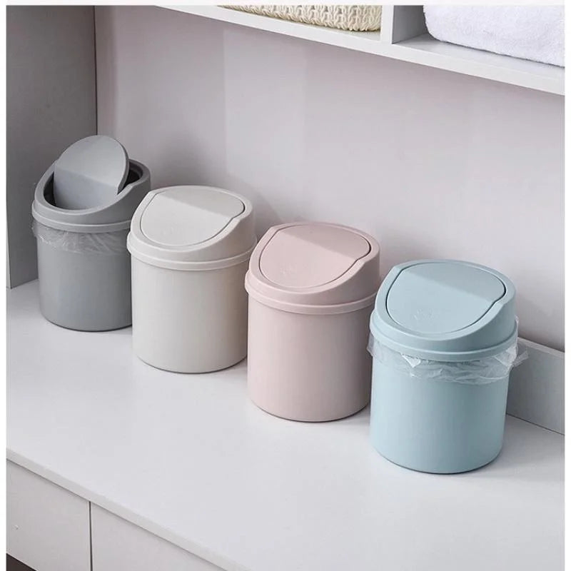 Compact mini trash can with lid – perfect for desk, bedroom, and office