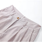 Elegante women's set – wide-leg pants made from linen-cotton blend and simple long-sleeve top