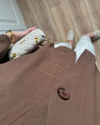 Elegante women's set – wide-leg pants made from linen-cotton blend and simple long-sleeve top