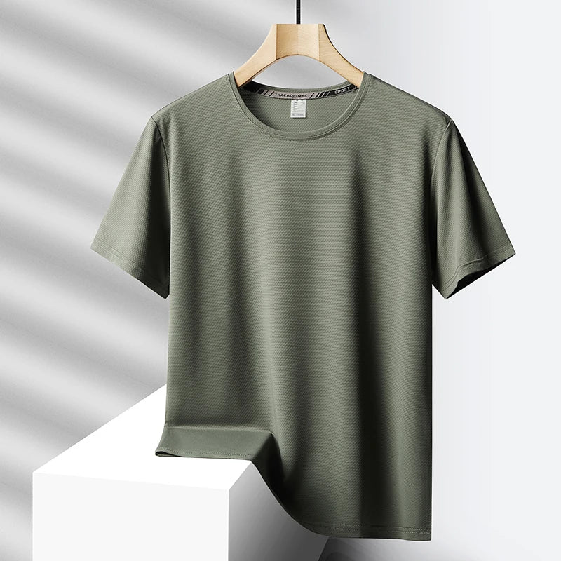 Men’s quick-dry sport t-shirt – summer short-sleeve shirt in black or green, oversized up to 7XL, ideal for fitness and leisure