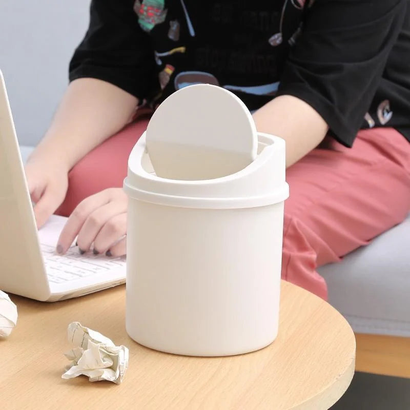 Compact mini trash can with lid – perfect for desk, bedroom, and office