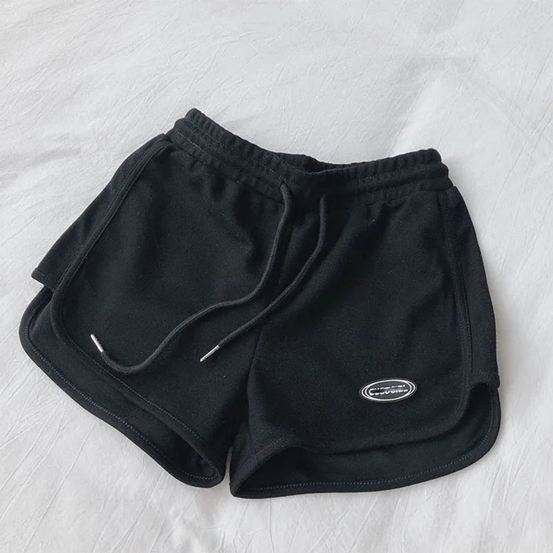 Women’s summer shorts with drawstring – lightweight high-waist sports shorts with A-line cut, loose and comfortable for yoga, running, and leisure