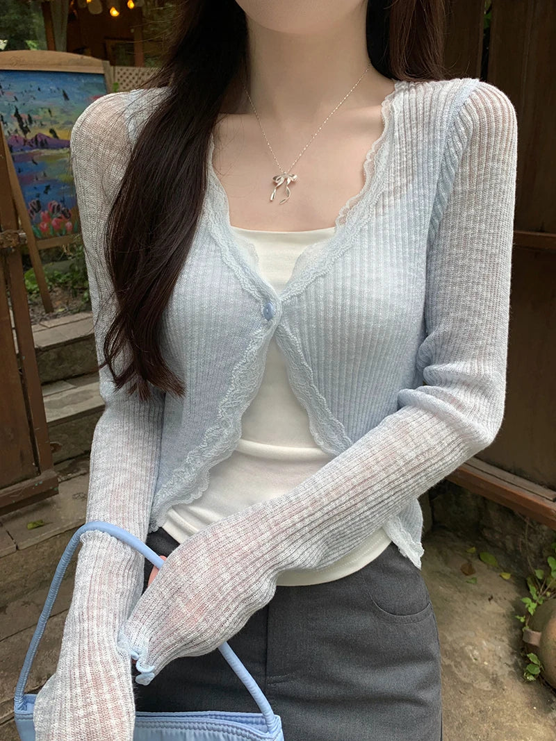 Lace Trim Crop Cardigan – Stylish & Comfortable for Everyday Looks