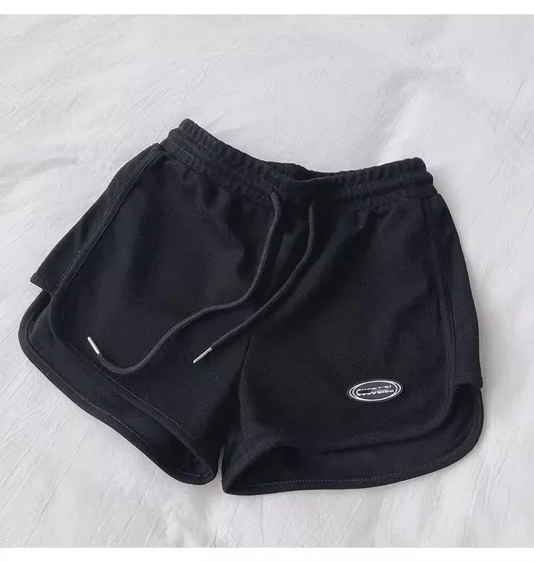 Women’s summer shorts with drawstring – lightweight high-waist sports shorts with A-line cut, loose and comfortable for yoga, running, and leisure