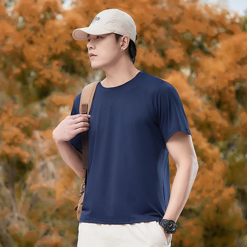 Men’s quick-dry sport t-shirt – summer short-sleeve shirt in black or green, oversized up to 7XL, ideal for fitness and leisure