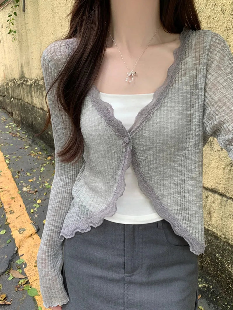 Lace Trim Crop Cardigan – Stylish & Comfortable for Everyday Looks