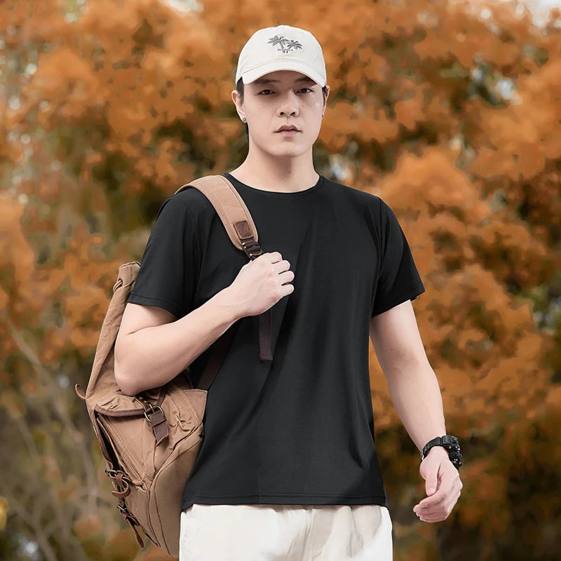 Men’s quick-dry sport t-shirt – summer short-sleeve shirt in black or green, oversized up to 7XL, ideal for fitness and leisure