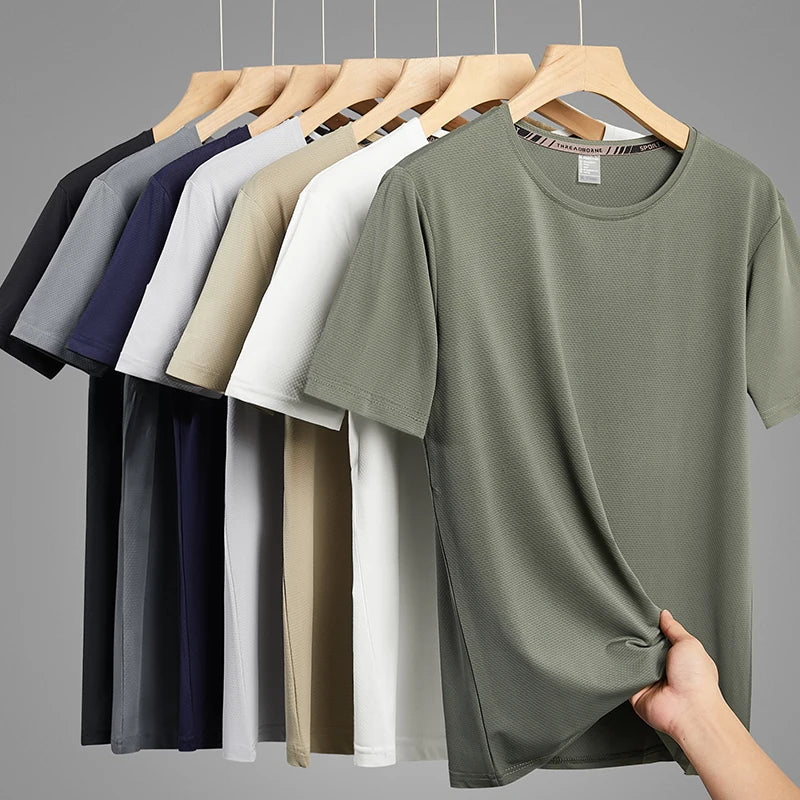Men’s quick-dry sport t-shirt – summer short-sleeve shirt in black or green, oversized up to 7XL, ideal for fitness and leisure